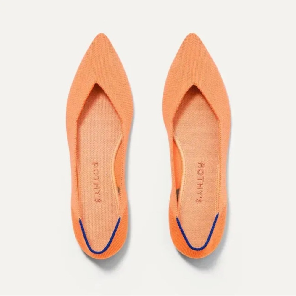 Rothy's Women's Classic Flats Slip-On Shoes "The Point" Tangerine